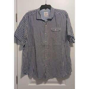 Tommy Bahama Jeans Mens XXL Blue Gingham Cotton Short Sleeve Button Down Shirt